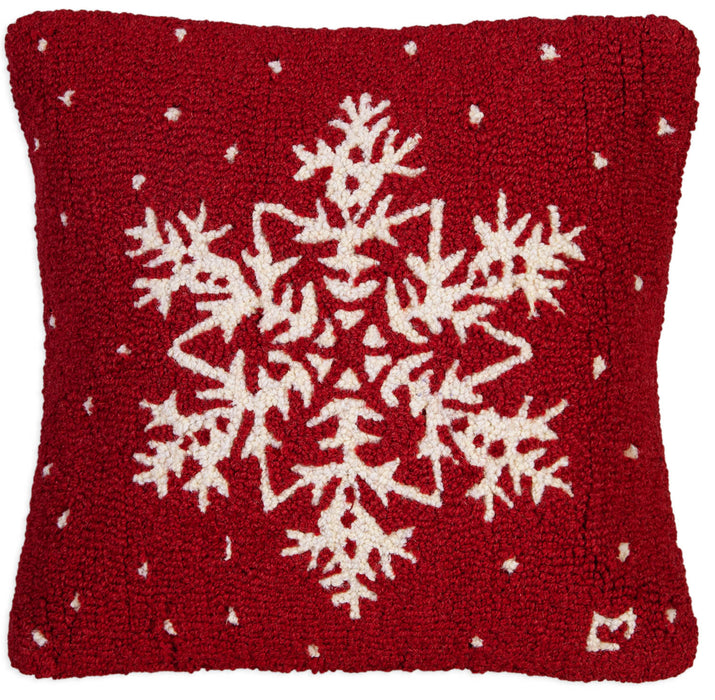 Snowy Flake - Hooked Wool Pillow