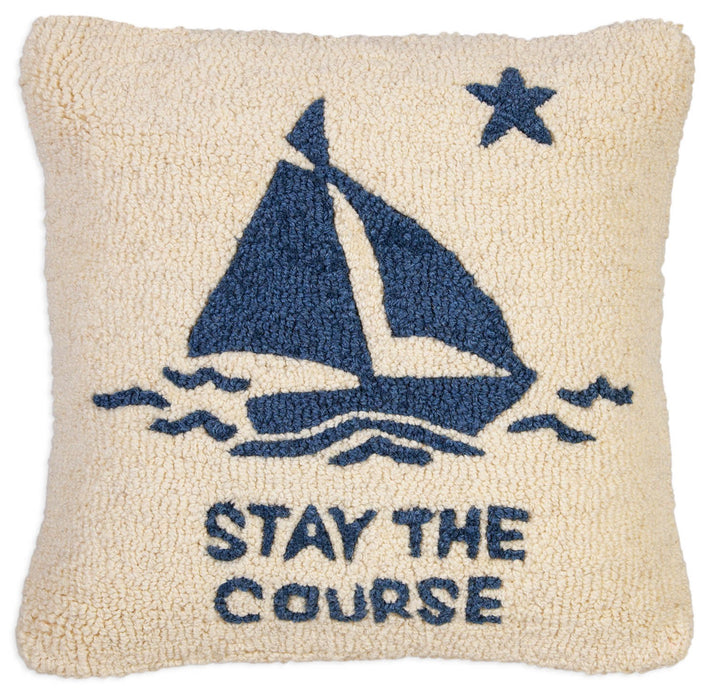 Stay the Course Sailboat - Hooked Wool Pillow