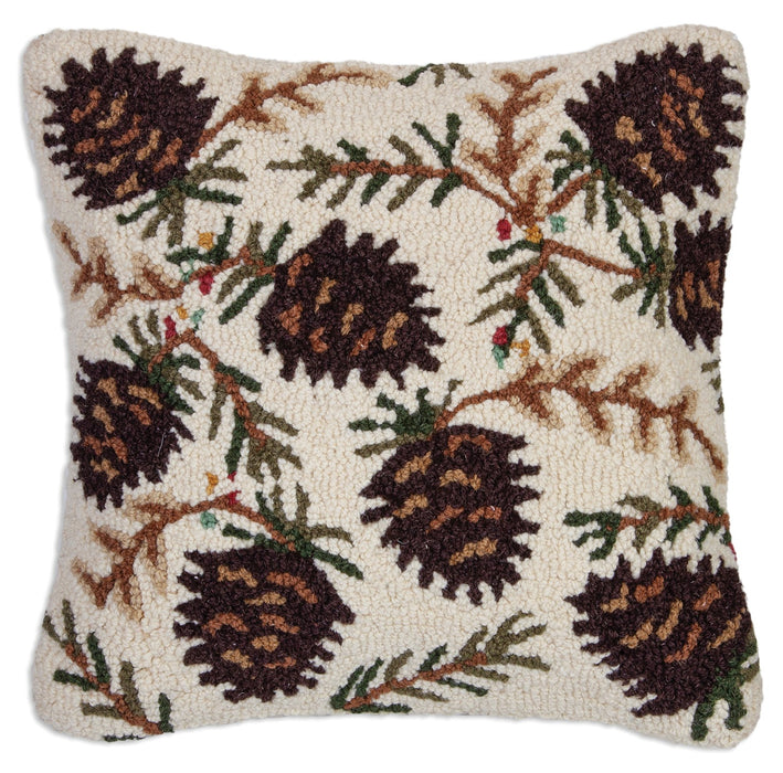Summer Cones - Hooked Wool Pillow