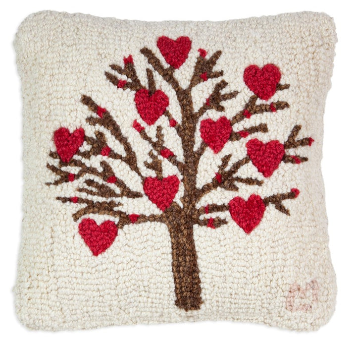 Tree of Hearts - Hooked Wool Pillow