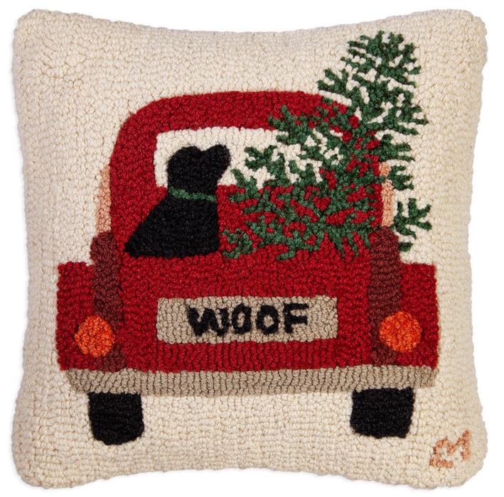 Tree Truck Lab - Hooked Wool Pillow