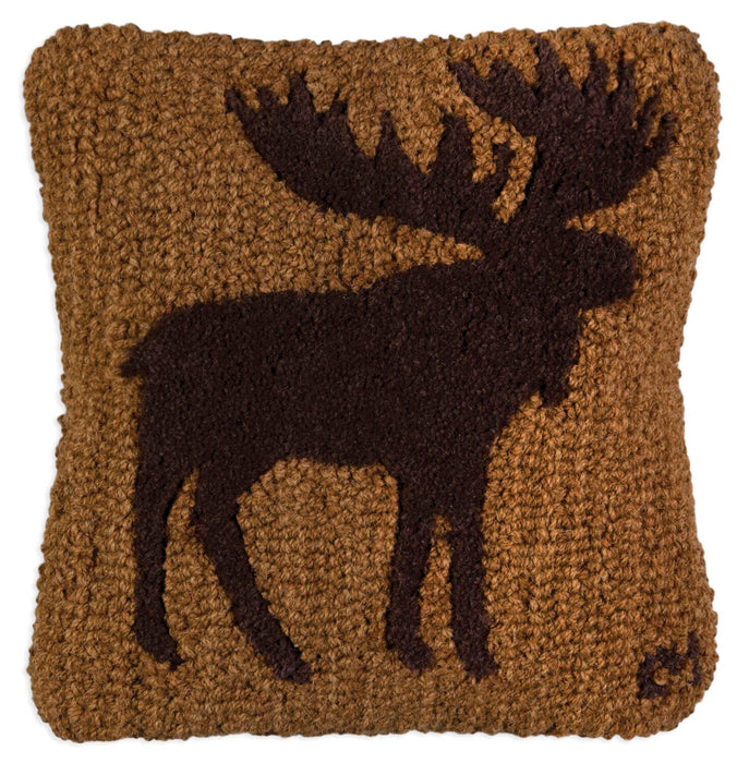 Tufted Moose - Hooked Wool Pillow
