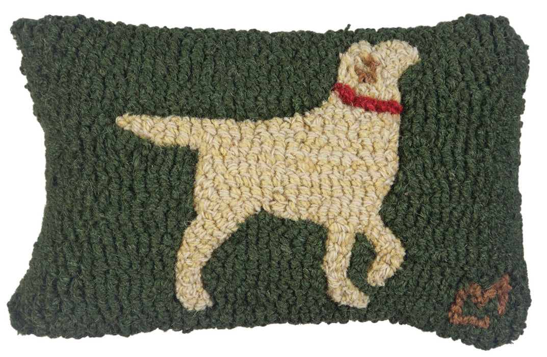 Walking Dog Yellow - Hooked Wool Pillow