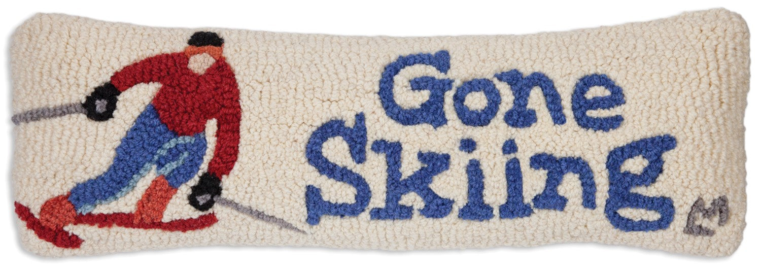 We've Gone Skiing - Hooked Wool Pillow