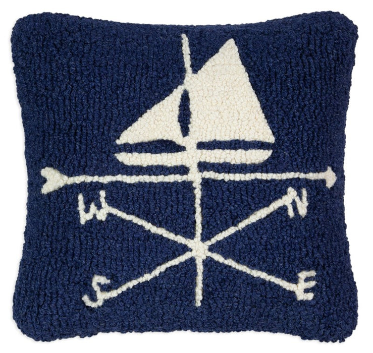 Weathervane Sloop - Hooked Wool Pillow