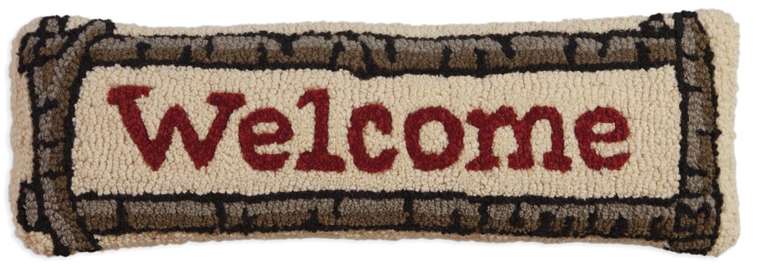 Welcome on Birch - Hooked Wool Pillow