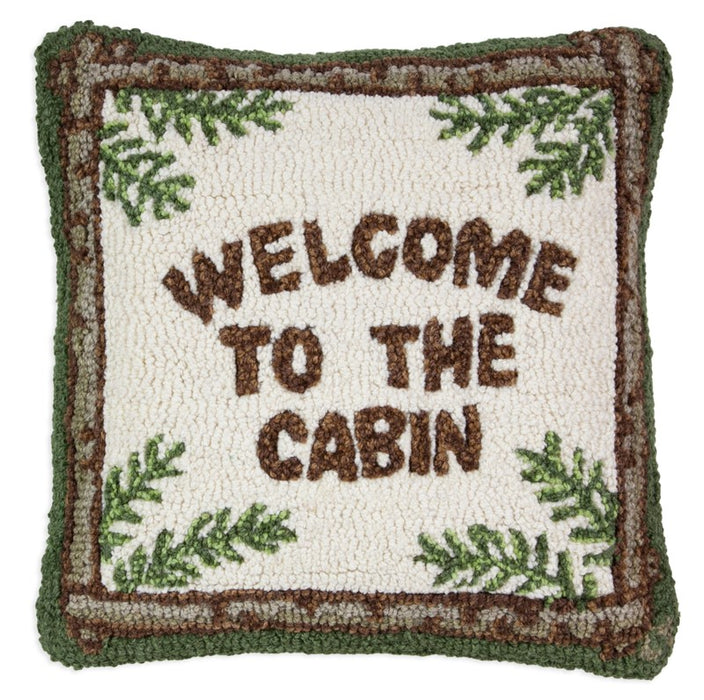 Welcome to the Cabin - Hooked Wool Pillow