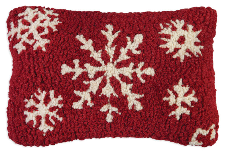 White Flakes - Hooked Wool Pillow