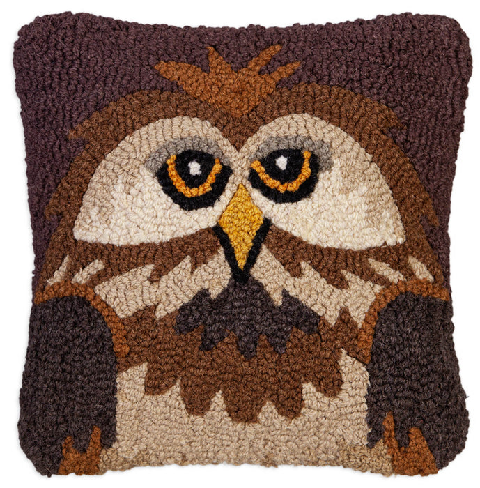 Wise Owl - Hooked Wool Pillow