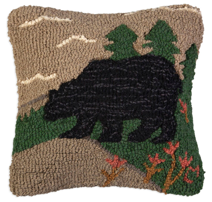 Woodsy Bear - Hooked Wool Pillow
