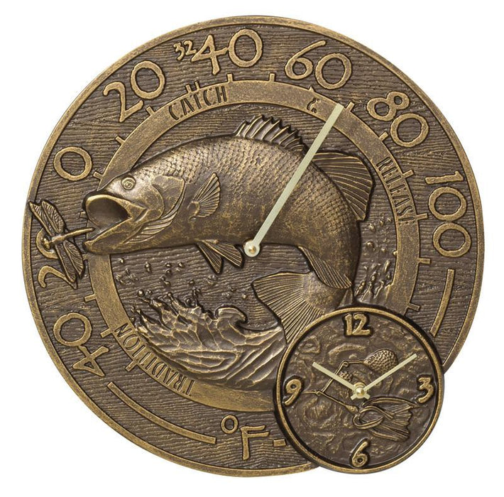 Bass Bronze Thermometer and Clock